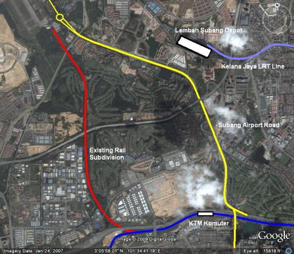 Subang Airport area with Existing Rail Link and Komuter (coloured) Subang Airport area with Existing Rail Link and Komuter (coloured)