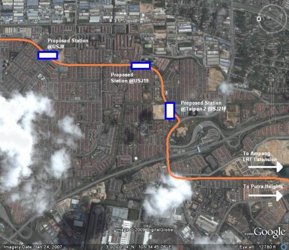 The proposed extension of the Kalana Jaya line through USJ and towards Putra Heights