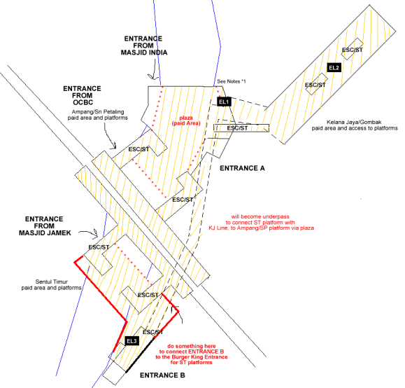 Proposed improvements to Masjid Jamek Interchange with lifts - image courtesy of Bukhrin