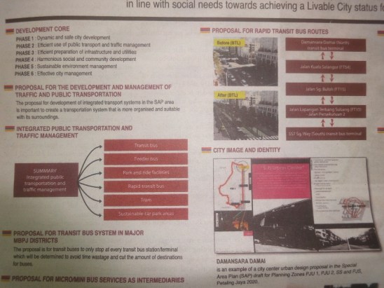 Selangor Times diagram showing proposals for public transport in Petaling Jaya.